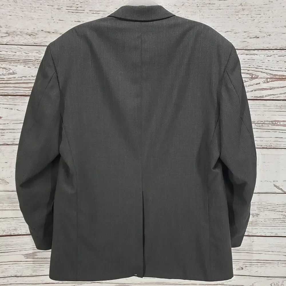 Kilburne and Finch Men's Gray Pinstriped Wool Blend Blazer Jacket Size 43R/W37